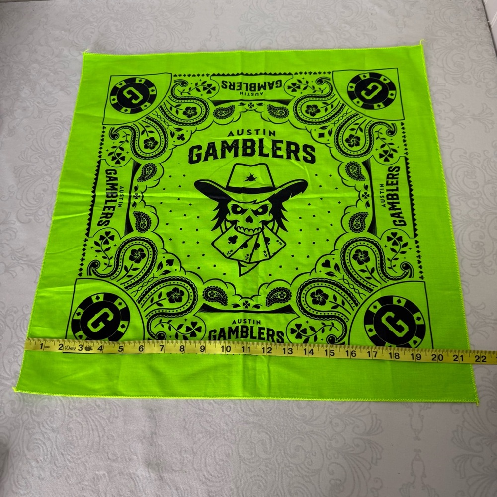 Austin Gamblers Texas Profesional Bull Riding Team Neon Green Bandana Gear - Picture 7 of 11